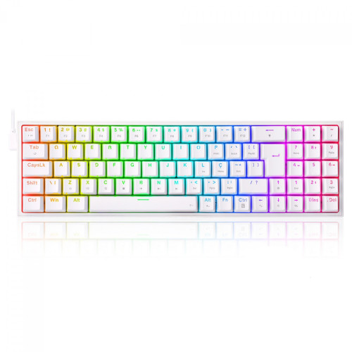 Teclado Gamer Mecânico Redragon Pollux, RGB, Switch Blue, ABNT2, White, K628-RGB-W (PT-BLUE)