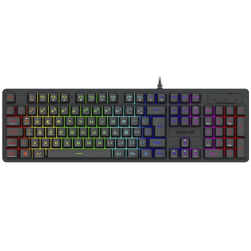 Teclado Gamer Redragon Netherbane, Membrana, Rainbow, ABNT2, Preto, K521-R