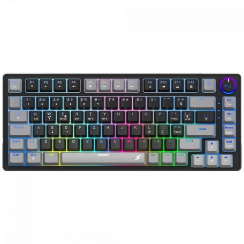 Teclado Gamer SuperFrame Ribbon, Wireless, RGB, Switch Red, 75%, ANSI, Hot Swap, Black/Grey - Open Box