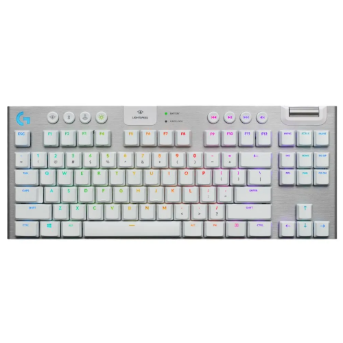 Teclado Logitech G915 TKL, RGB, Ultrafino, Sem Fio, USB ou Bluetooth, ANSI, White, 920-009660