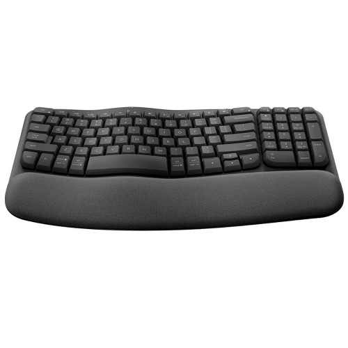 Teclado Logitech Wave Keys, Sem Fio, Ergonômico, Design Ondulado, ANSI, Grafite, 920-012281