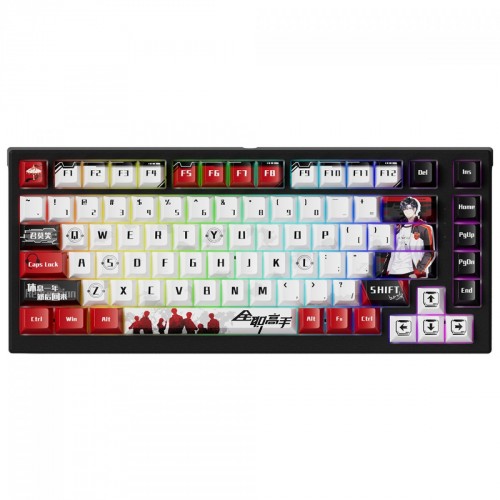 Teclado Magnético Gamer Akko TAC75 HE The King&amp;#039;s Avatar, RGB, Switch Akko AstroLink Magnetic, ANSI, 75%, Preto, Branco e Vermelho