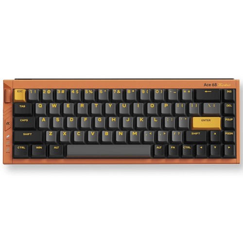 Teclado Magnético Gamer MCHOSE Ace 68 Turbo Galaxy Orange, RGB, Alumínio, Hall Effect, Switch Mount Tai Magnetic GT, 65%, ANSI, Preto e Laranja, MC-