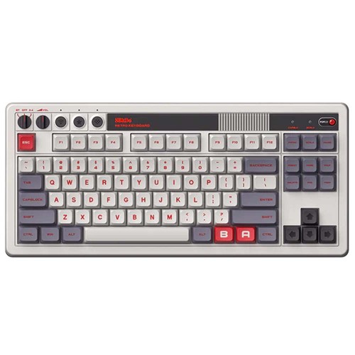Teclado Mecânico Gamer 8BitDo N Edition, Wireless, Bluetooth, USB-C, ANSI, Switch Kailh Box White V2, White, 85HA02