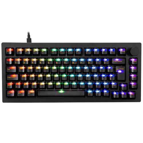 Teclado Mecânico Gamer Akko 5075S Clear Black, RGB, ABNT2, Black, Switch V3 Cream Yellow Pro