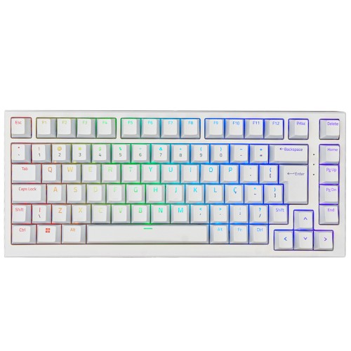 Teclado Mecânico Gamer Akko MG75, RGB, 75%, ABNT2, Switch Akko Silver V3 Pro, Branco