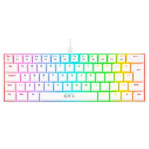 Teclado Mecânico Gamer BRX MW405, Rainbow, Switch Blue, 60%, USB
