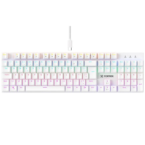 Teclado Mecânico Gamer Fortrek Gravity 100, Rainbow, Switch Outemu Red, ABNT2, Branco