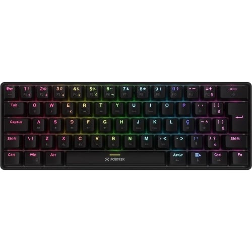 Teclado Mecânico Gamer Fortrek Gravity Air, Wireless, Rainbow, Switch Outemu Brown, ABNT2, Preto, 84977