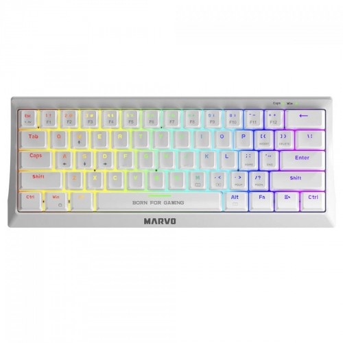 Teclado Mecânico Gamer Marvo KG962GWH, Rainbow, Switch Red, ANSI, 60%, White, KG962G WH EN-R
