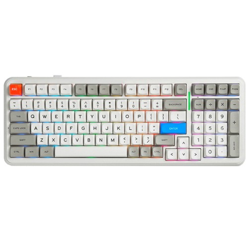 Teclado Mecânico Gamer MCHOSE K99 V2, Wireless, Bluetooth, RGB, Icy Creamsicle Switch, ANSI, 98%, Retro White, MC-K99V2-11
