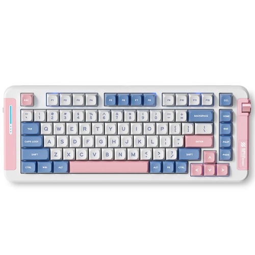 Teclado Mecânico Gamer MCHOSE X75, Wireless, Bluetooth, RGB, Switch Ice Creamsicle, ANSI, Layout 75%, Cinza, Rosa E Azul, MC-X75-10