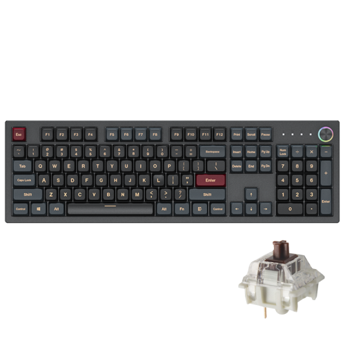 Teclado Mecânico Gamer Montech MKey Darkness, RGB, Black, Switch Brown, ANSI, Full-Size, Full Hot-swappable, MK105DB