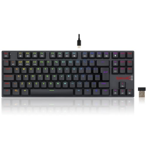 Teclado Mecânico Gamer Redragon APS Pro, Wireless/Bluetooth, RGB, Low-Profile, Switch Brown, ABNT2, Preto, K607P-KBS (PT-BROWN)