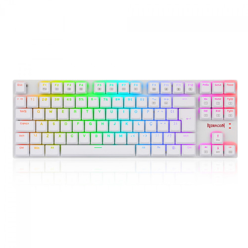 Teclado Mecânico Gamer Redragon APS, RGB, Switch Blue, TKL, White, K607W-RGB (PT-BLUE)