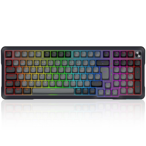 Teclado Mecânico Gamer Redragon Bragi Pro, RGB, Wireless/Bluetooth, Switch Cream, Gasket Mount, ABNT2, Preto e Cinza, K688GB-RGB-PTO PT - Open Box