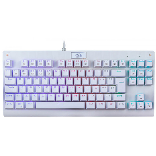 Teclado Mecânico Gamer Redragon Dark Avenger Lunar K568 RGB, Switch Blue, ABNT2, White