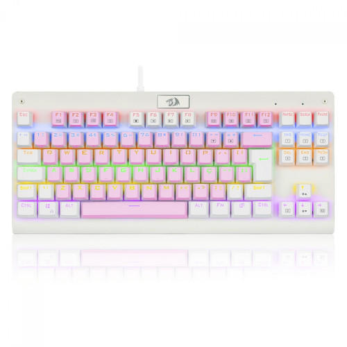 Teclado Mecânico Gamer Redragon Dark Avenger, Rainbow, Switch Blue, ABNT2, TKL, Pink/White, K568PW-R (PT-BLUE)