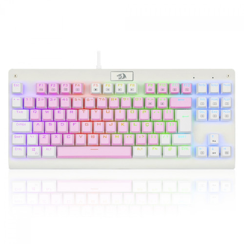 Teclado Mecânico Gamer Redragon Dark Avenger, RGB, Switch Blue, ABNT2, TKL, Pink/White, K568PW-RGB (PT-BLUE)
