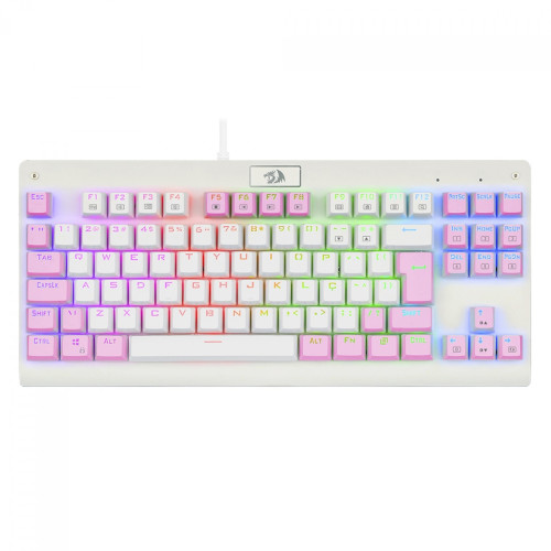 Teclado Mecânico Gamer Redragon Dark Avenger, RGB, Switch Brown, ABNT2, TKL, White/Pink, K568WP-RGB (PT-BROWN)