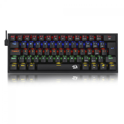 Teclado Mecânico Gamer Redragon Fizz, RAINBOW, Switch Brown, ABNT2, Black, K617-R-B (PT-BROWN)