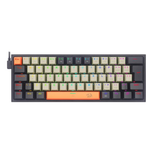 Teclado Mecânico Gamer Redragon Fizz, RGB, Switch Brown, ABNT 2, Laranja/Cinza/Preto, K617RGB-OG GY BK (PT-BROWN)