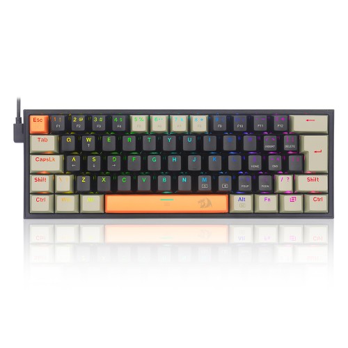 Teclado Mecânico Gamer Redragon Fizz, RGB, Switch Brown, ABNT 2, Laranja/Preto/Cinza, K617RGB-OG BK GY (PT-BROWN)