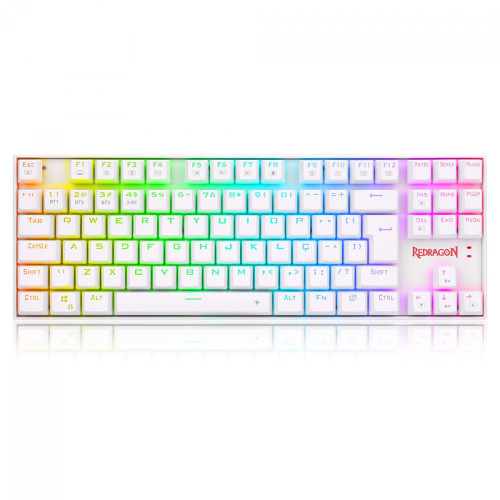 Teclado Mecânico Gamer Redragon Kumara Pro, Wireless, RGB, Switch Brown, ABNT2, White, K552RGB-BRS-W PT-BROWN  - Open Box