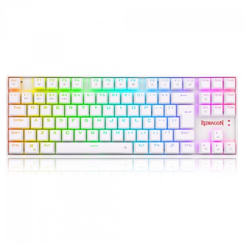 Teclado Mecânico Gamer Redragon Kumara Pro, Wireless/Bluetooth, RGB, Switch Red, ABNT2, White, K552RGB-BRS-W (PT RED)