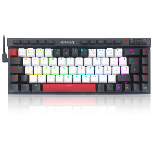 Teclado Mecânico Gamer Redragon Magic Wand, RGB, Switch Brown, ABNT2, Branco Preto e Vermelho, K635WBR-RGB (PT-BROWN)