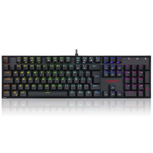 Teclado Mecânico Gamer Redragon Mitra K551 RGB, Switch Red, ABNT2, Black, K551RGB-1-PT RED