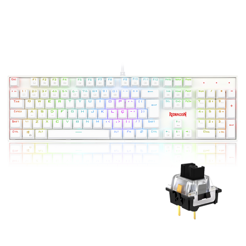 Teclado Mecânico Gamer Redragon Mitra Lunar K551W, RGB, Switch Black, ABNT2, White, K551W-RGB (PT-BLACK)