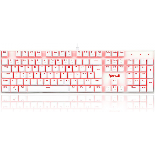 Teclado Mecânico Gamer Redragon Mitra Lunar K551W, Switch Blue, ABNT2, White