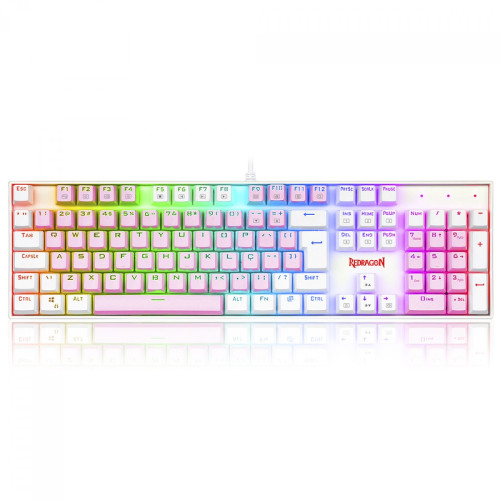 Teclado Mecânico Gamer Redragon Mitra, RGB, Switch Blue, ABNT2, Pink/White, K551PW-RGB (PT-BLUE)