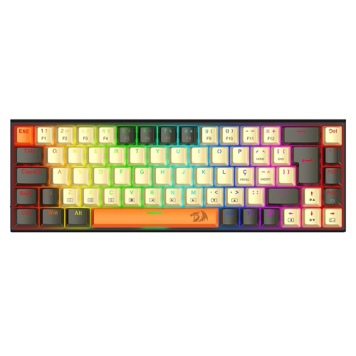 Teclado mecânico RGB para jogos Teclado Mecânico Gamer Redragon Ryze, RGB, Switch Brown, ABNT2