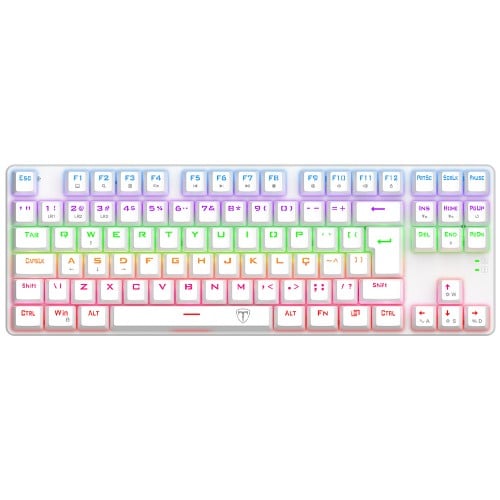 Teclado Mecânico Gamer T-Dagger Bora, Rainbow, Switch Brown, TKL, ABNT2, Branco, T-TGK313W-BR