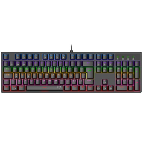 Teclado Mecânico Gamer T-Dagger Rebel, Rainbow, Switch Brown, Full Size, ABNT2, Preto, T-TGK328-BR