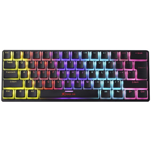 Teclado Mecânico Gamer Xtrike Me GK-985P Pudding, Rainbow, Switch Blue, ISO, 60%, Preto