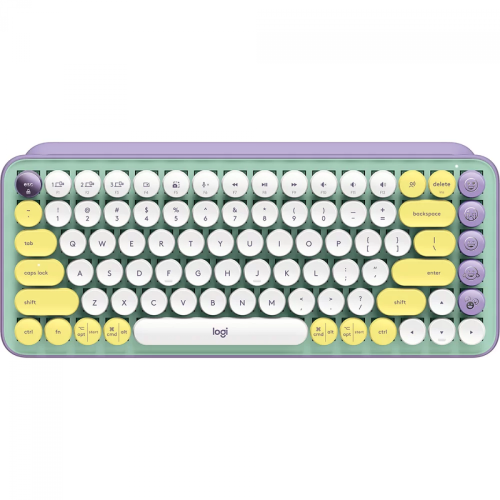 Teclado Mecânico Logitech Pop Keys, Sem Fio, Tátil, ANSI, Bluetooth, Switch Brown, Lilás, 920-010711