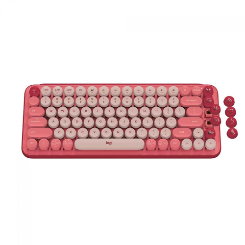 Teclado Mecânico Logitech Pop Keys, Sem Fio, Tátil, ANSI, Bluetooth, Switch Brown, Rosa, 920-010712