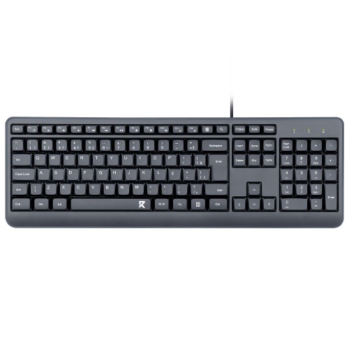 Teclado Office Redragon BK-7092, Membrana, Full Size, ABNT2, Preto, BK-7092 PT