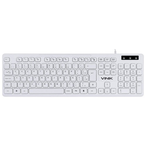 Teclado Slim Vinik Chocolate, Membrana, USB, Slim, ABNT2, Branco, TCB200