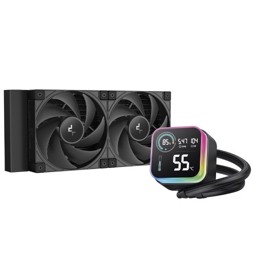 Water Cooler DeepCool LQ240 Ultra, ARGB, 240mm, Com Display LCD, Intel-AMD, Preto, R-LQ240-BKLSMWP-G-U