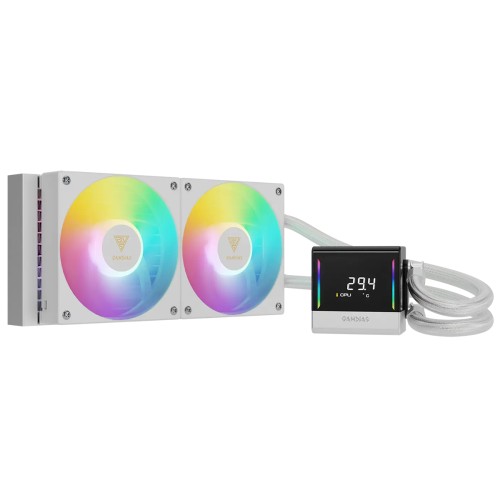 Water Cooler Gamdias Chione E4-240 V2 WH, ARGB, 240mm, Display Digital, Intel-AMD, PWM, Branco