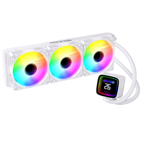 Water Cooler Round5 Boreah White, ARGB, 360mm, Com Display, Intel-AMD, PWM, Branco, R5-WC-BOREAH-360W-2254