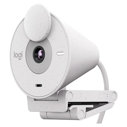 Webcam Logitech Brio 300, Full HD 1080P, 30 FPS, USB-C, Branco, 960-001440