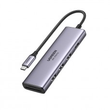 Adaptador Ugreen 6 Em 1 USB-C para HDMI + 3 Portas USB 3.0 A + SD/TF, 4K, 60Hz, Cinza, CM511, 60383
