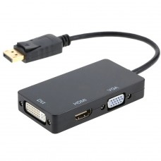 Cabo Adaptador 3 em 1 Ablewin, DisplayPort para HDMI+VGA+DVI, 15cm, AW-DPHVD01/PP-CDP-03