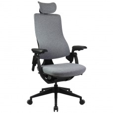 Cadeira de Escritório Dr. Office Adapt Plus, Ajustável, Tecido, 3D, Reclinável, Preta e Cinza, DR-CH-APR3DBGF