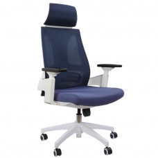 Cadeira Ergonômica Elements Helene Special, 3D, Altura Ajustável, Branca e Azul Petróleo